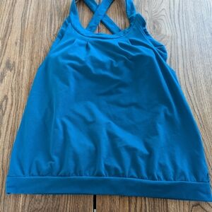 Toad & Co Women's Blue Tank Top Crisscross Back With Built In Bra Size Medium
